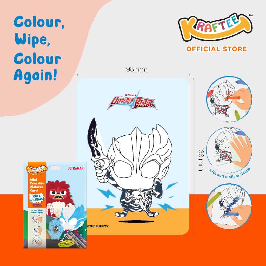 kraftee ultraman blazar (mini art) with 6ct washable crayons (mini pack)