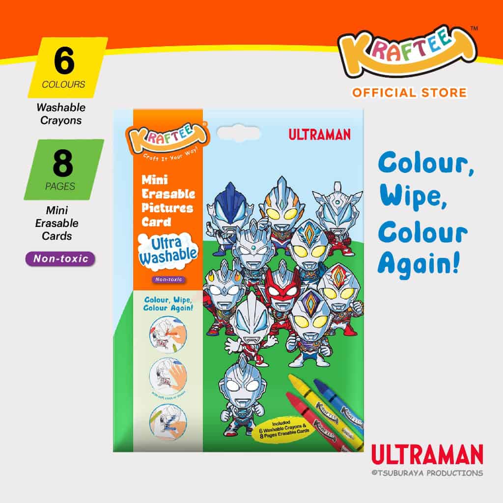kraftee ultraman mix (mini art) with 6ct washable crayons (mini pack)