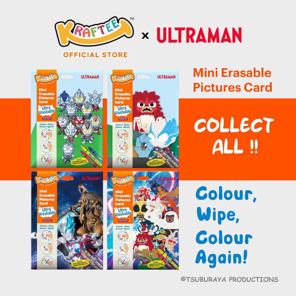 kraftee ultraman mix (mini art) with 6ct washable crayons (mini pack)
