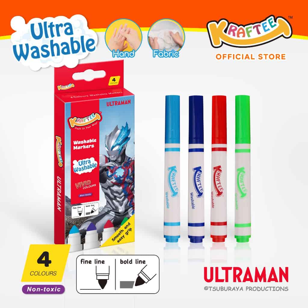 kraftee ultraman blazar 4ct washable markers