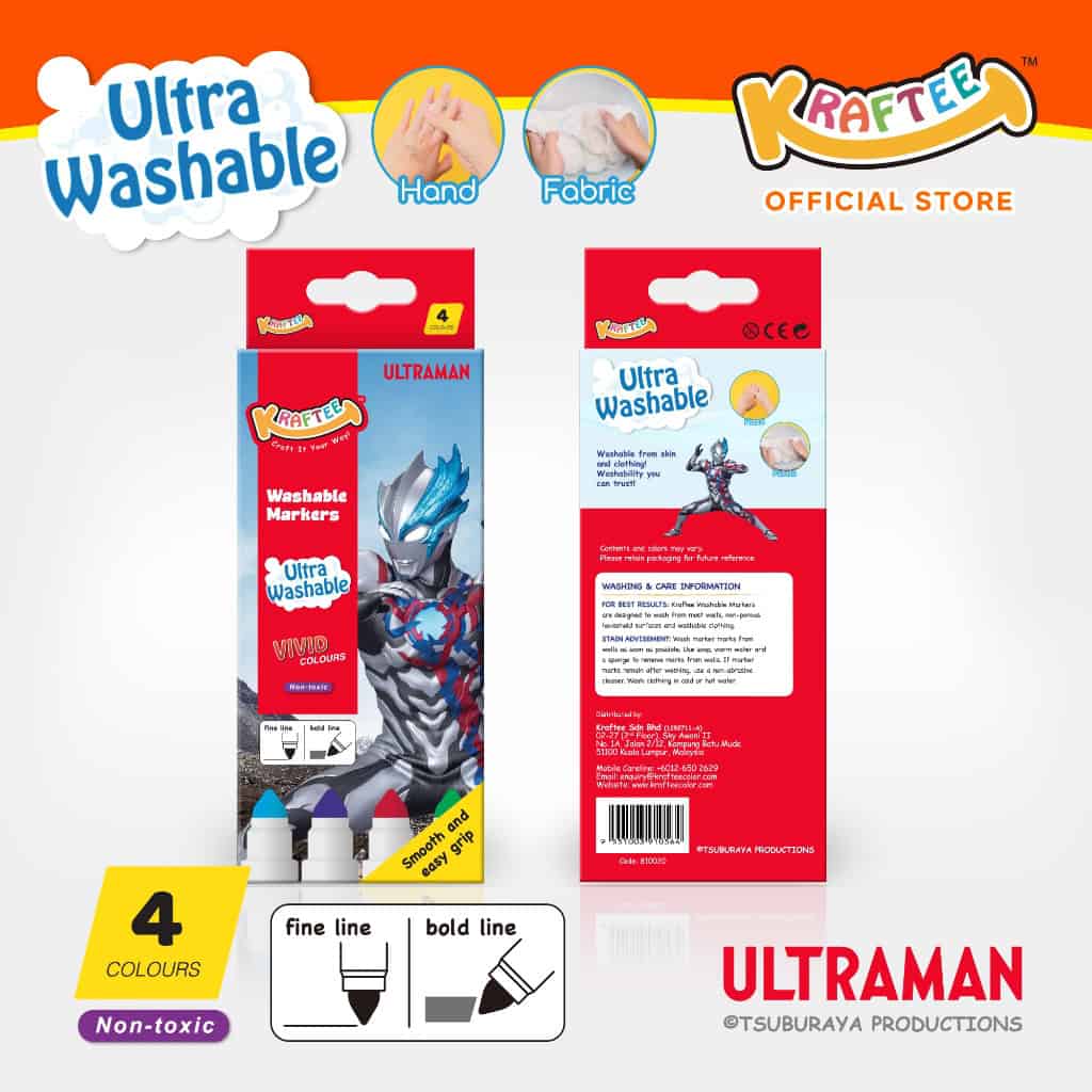 kraftee ultraman blazar 4ct washable markers