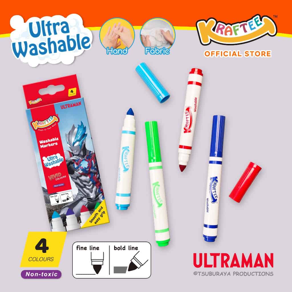 kraftee ultraman blazar 4ct washable markers