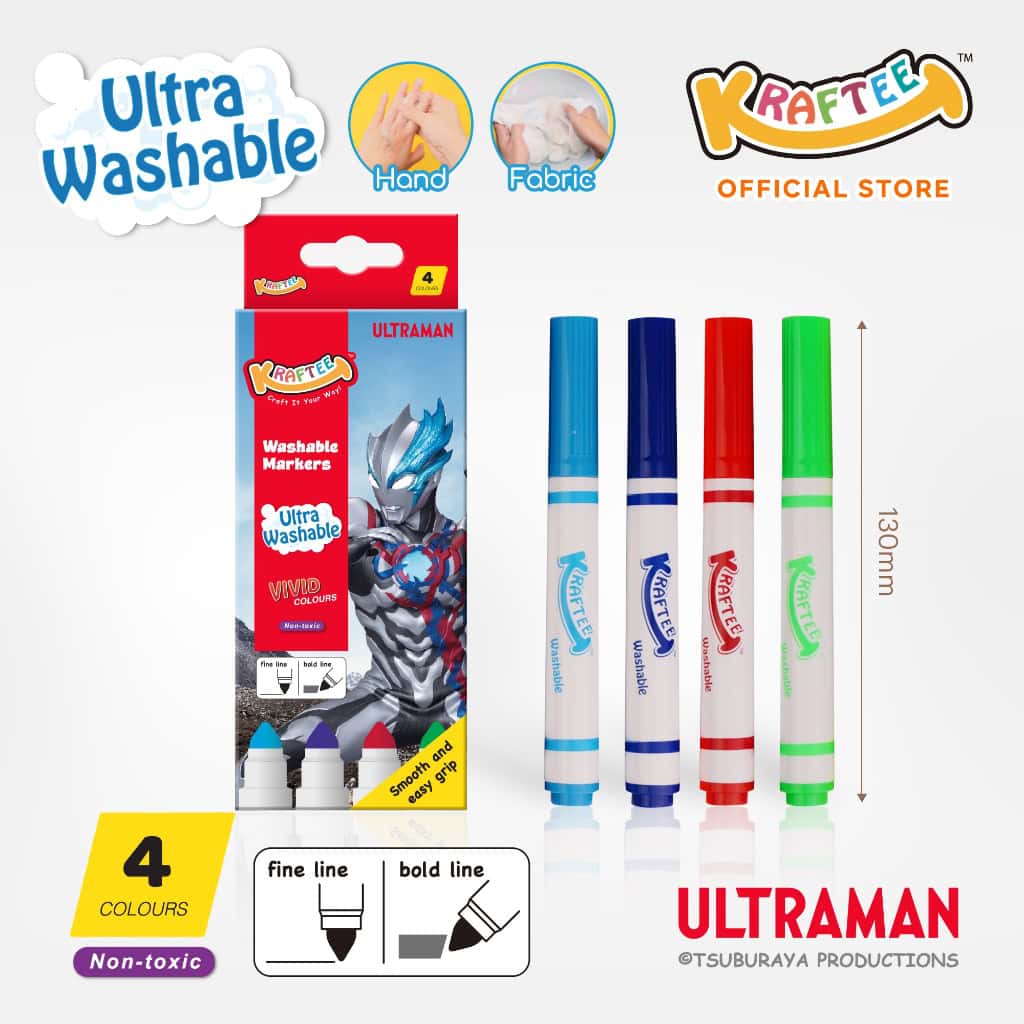 kraftee ultraman blazar 4ct washable markers