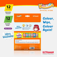 kraftee ultraman & kaiju (mini art) erasable cards with 12ct washable crayons