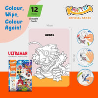 kraftee ultraman & kaiju (mini art) erasable cards with 12ct washable crayons