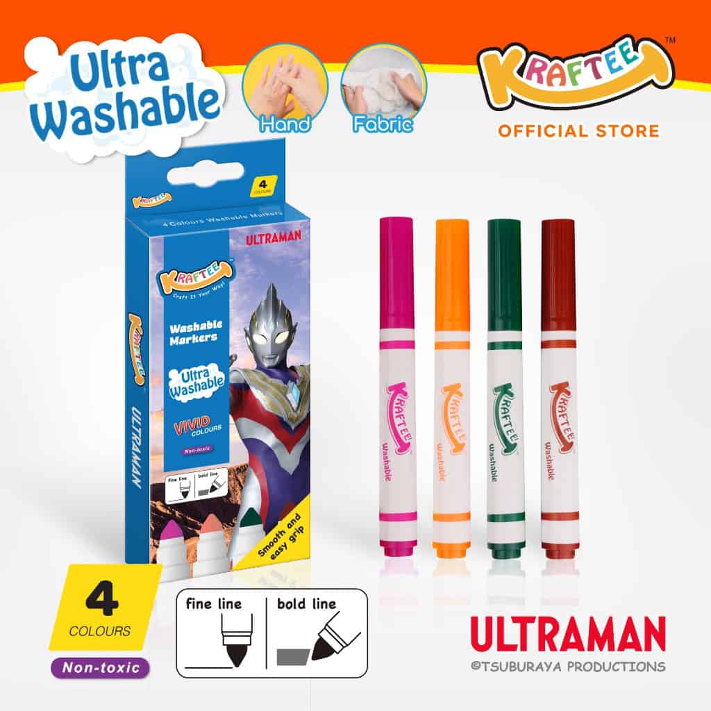 kraftee ultraman trigger 4ct washable markers