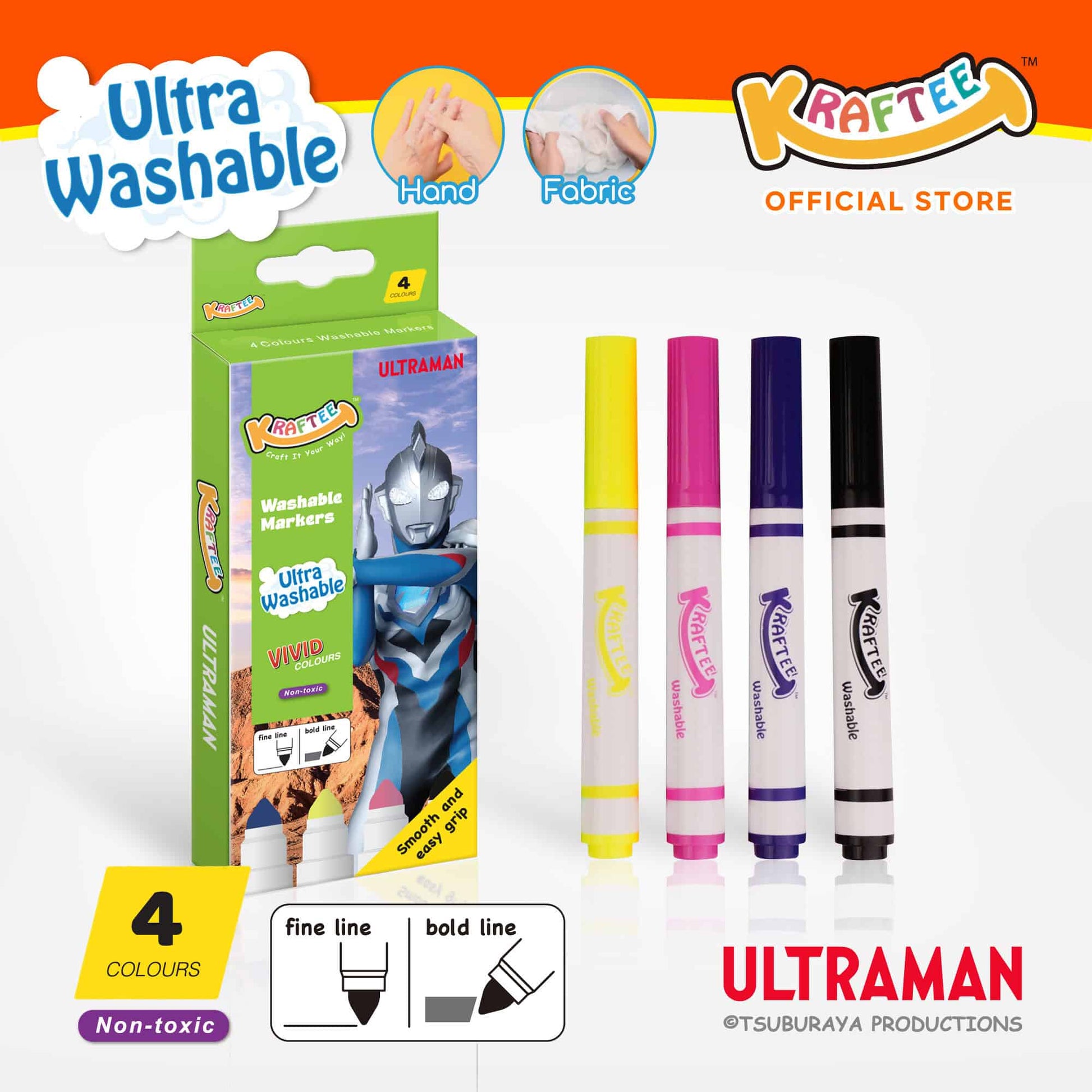 kraftee ultraman z 4ct washable markers