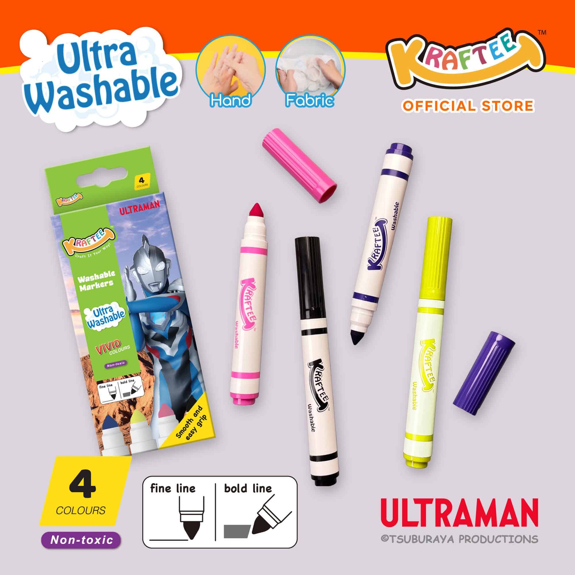 kraftee ultraman z 4ct washable markers