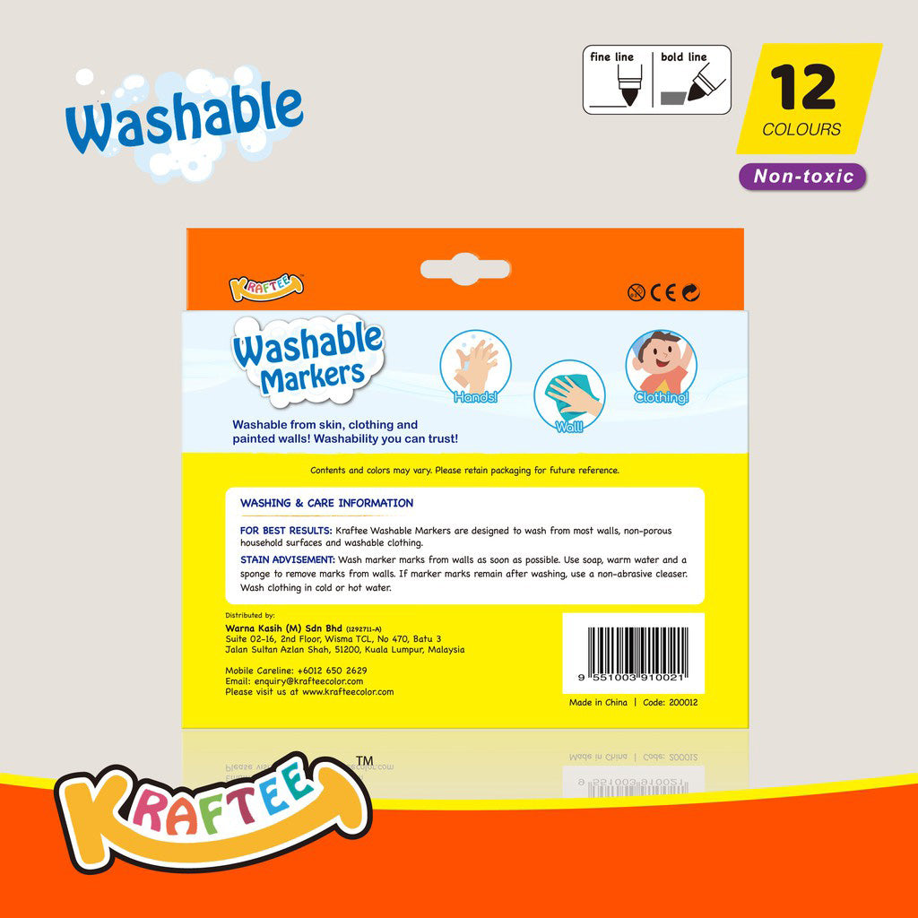 kraftee 12ct washable markers