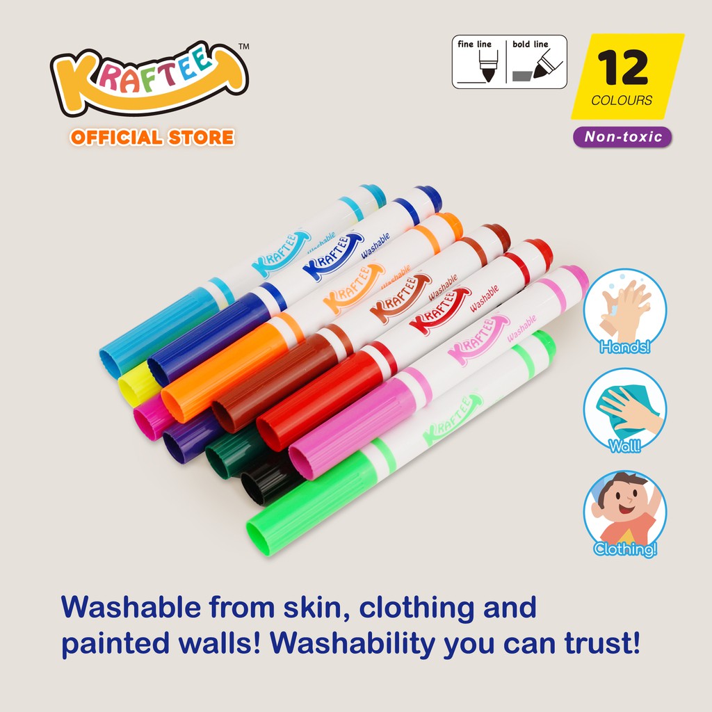 kraftee 12ct washable markers