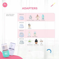 Astra Family An image of a Momama Intelligent Bottle Warmer - Baby Pink with portable milk warmer adapters.