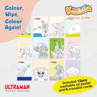 kraftee ultraman & kaiju erasable card set with 12ct crayons