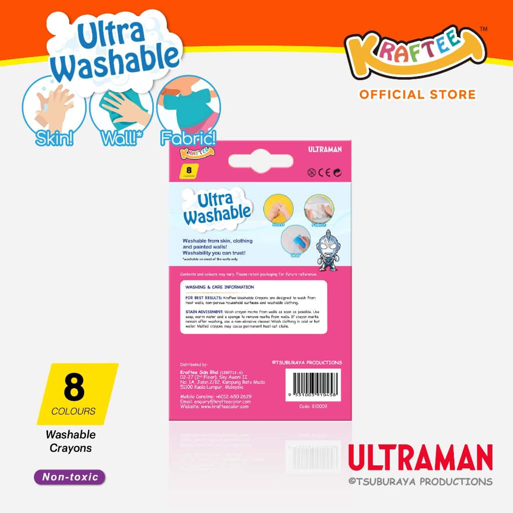 kraftee 8ct washable crayons ultraman z