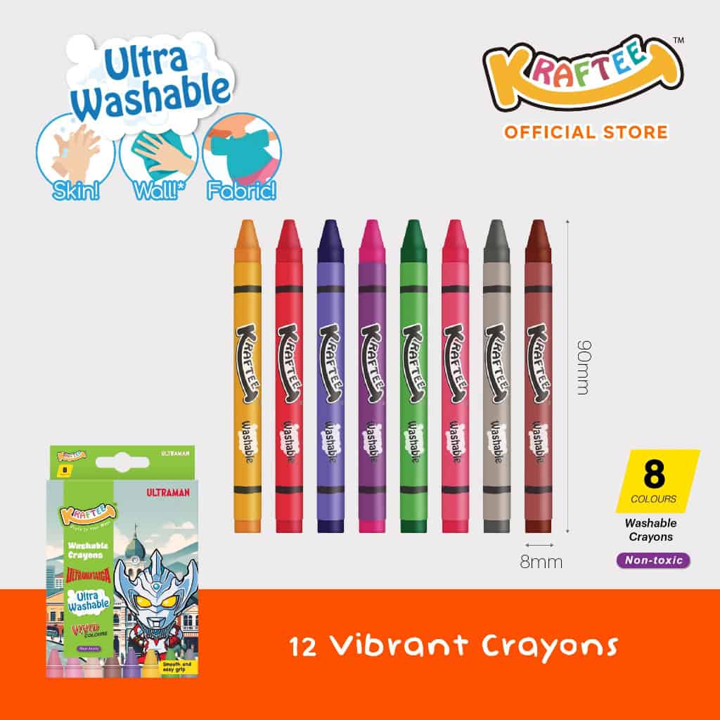 kraftee 8ct washable crayons – ultraman taiga