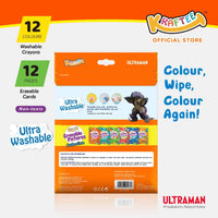 kraftee ultraman & kaiju erasable card set with 12ct crayons