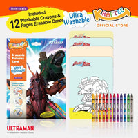 kraftee ultraman & kaiju erasable card set with 12ct crayons