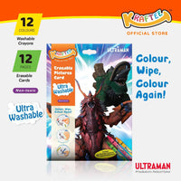 kraftee ultraman & kaiju erasable card set with 12ct crayons