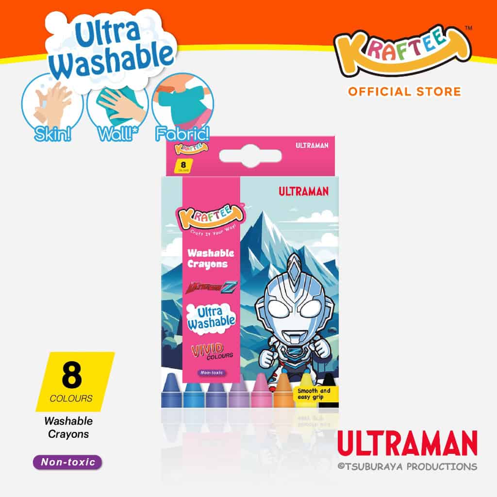 kraftee 8ct washable crayons ultraman z