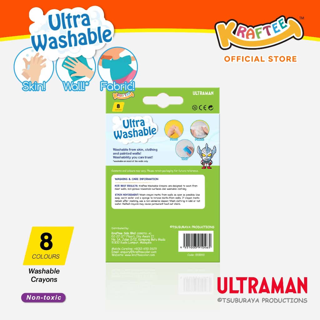 kraftee 8ct washable crayons – ultraman taiga