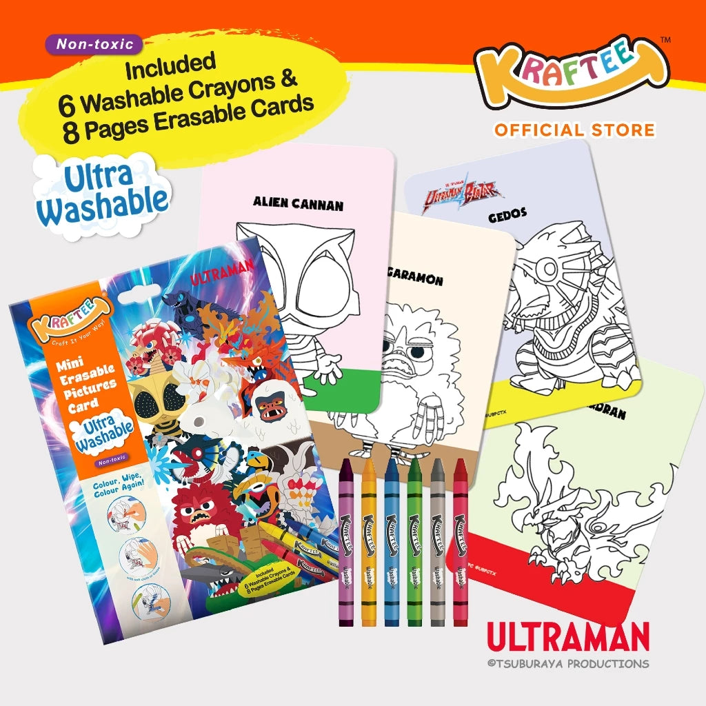 KRAFTEE ULTRAMAN & KAIJU (Mini Art) with 6ct Washable Crayons (Mini Pack)
