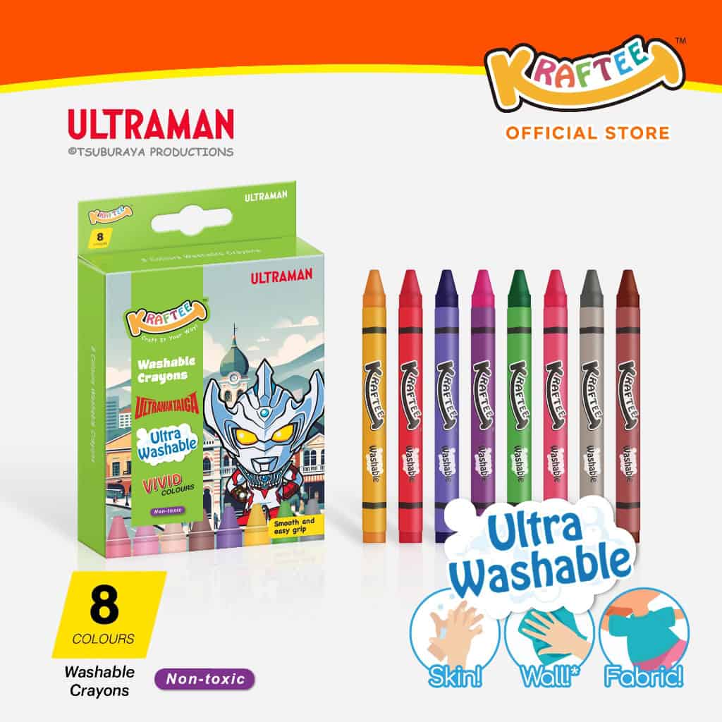 kraftee 8ct washable crayons – ultraman taiga