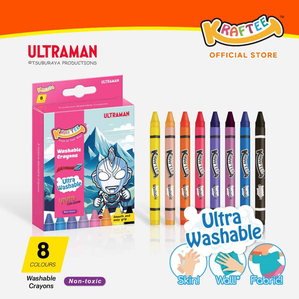 kraftee 8ct washable crayons ultraman z