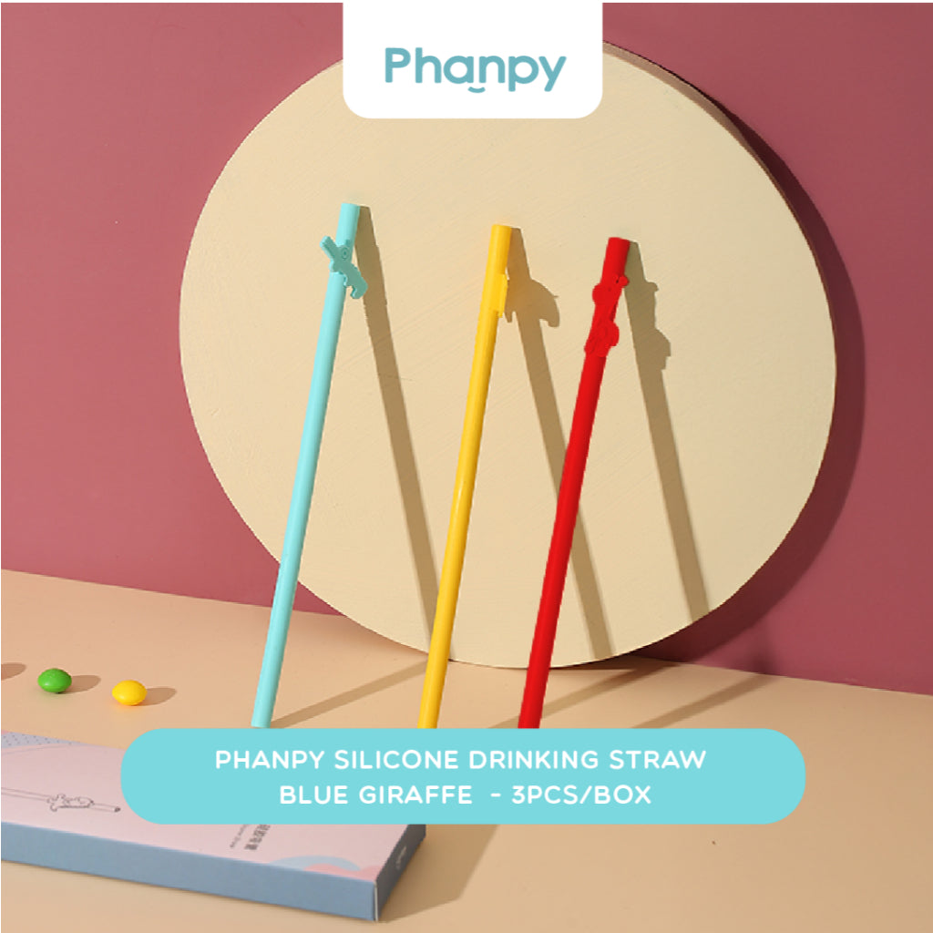 Phanpy Silicone Drinking Straws - Blue Giraffe (3pcs/box)