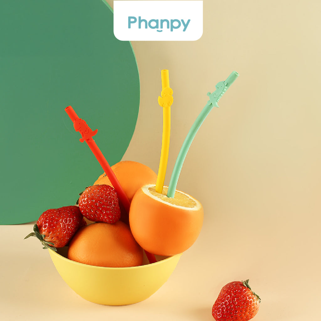 Phanpy Silicone Drinking Straws - Blue Giraffe (3pcs/box)