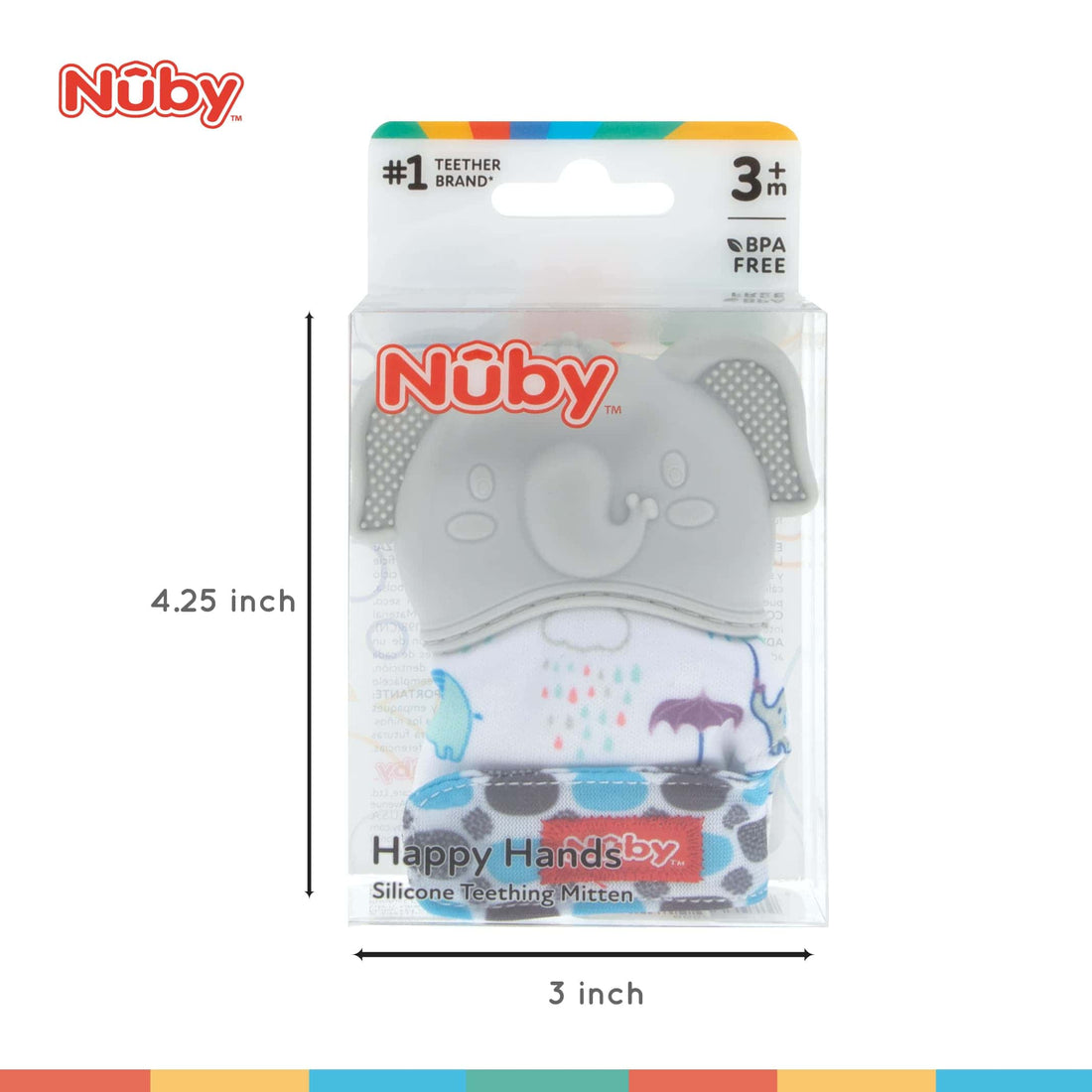 nuby teething mittens silicone teether (elephant design)