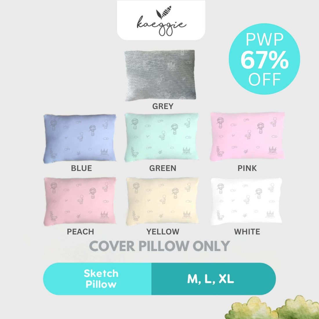 kaeggie signature pink sketch cover hugging pillow size medium (m)