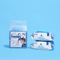 Astra Family Hoppi Glacier Water Wipes 80's x 2packs displayed on a blue background.
