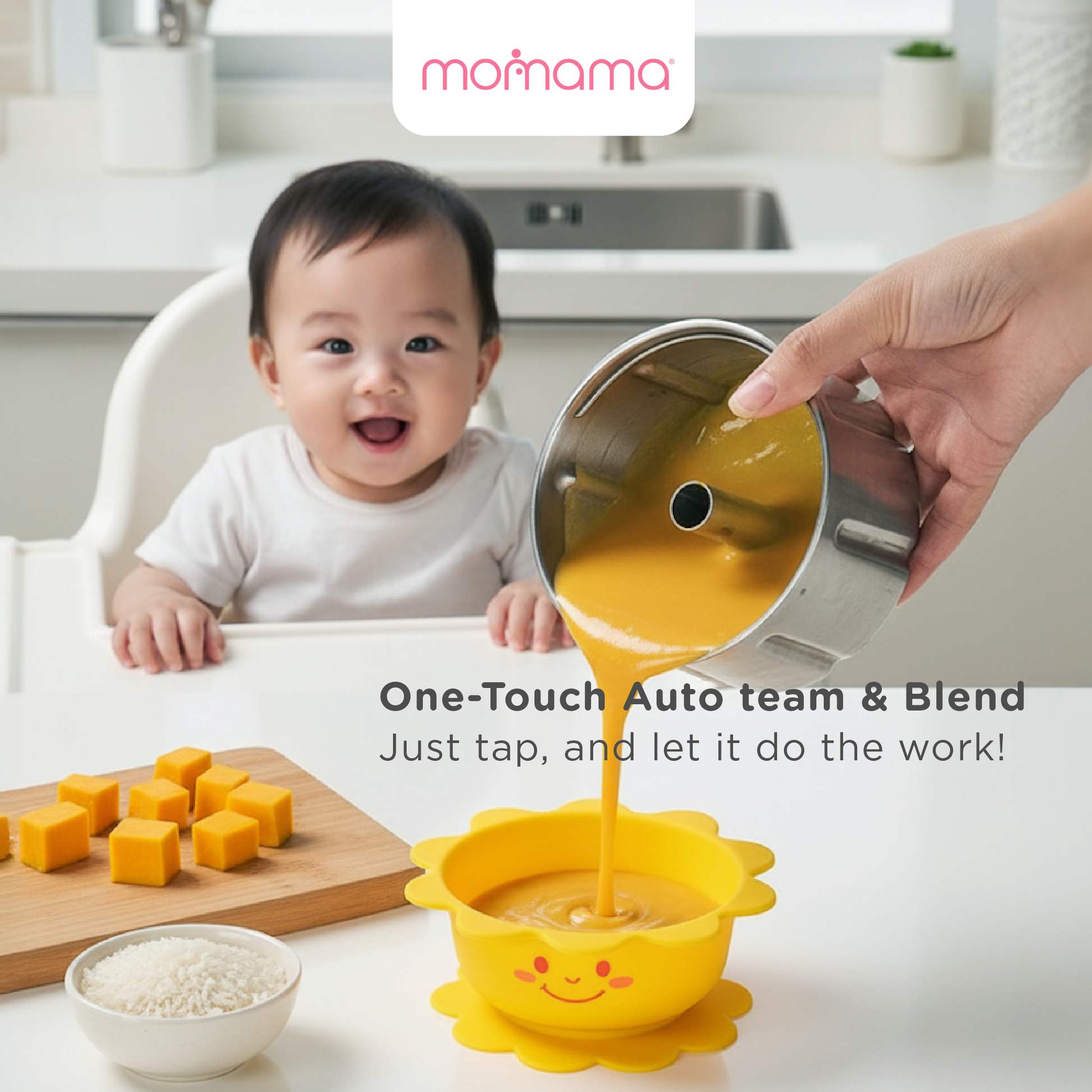 Momama® MiniMix 4-in-1 Baby Food Processor 宝宝辅食机 | Masak Bubur Bayi | Senang Mudah Cepat 4合1蒸煮搅拌加热解冻宝宝辅食机