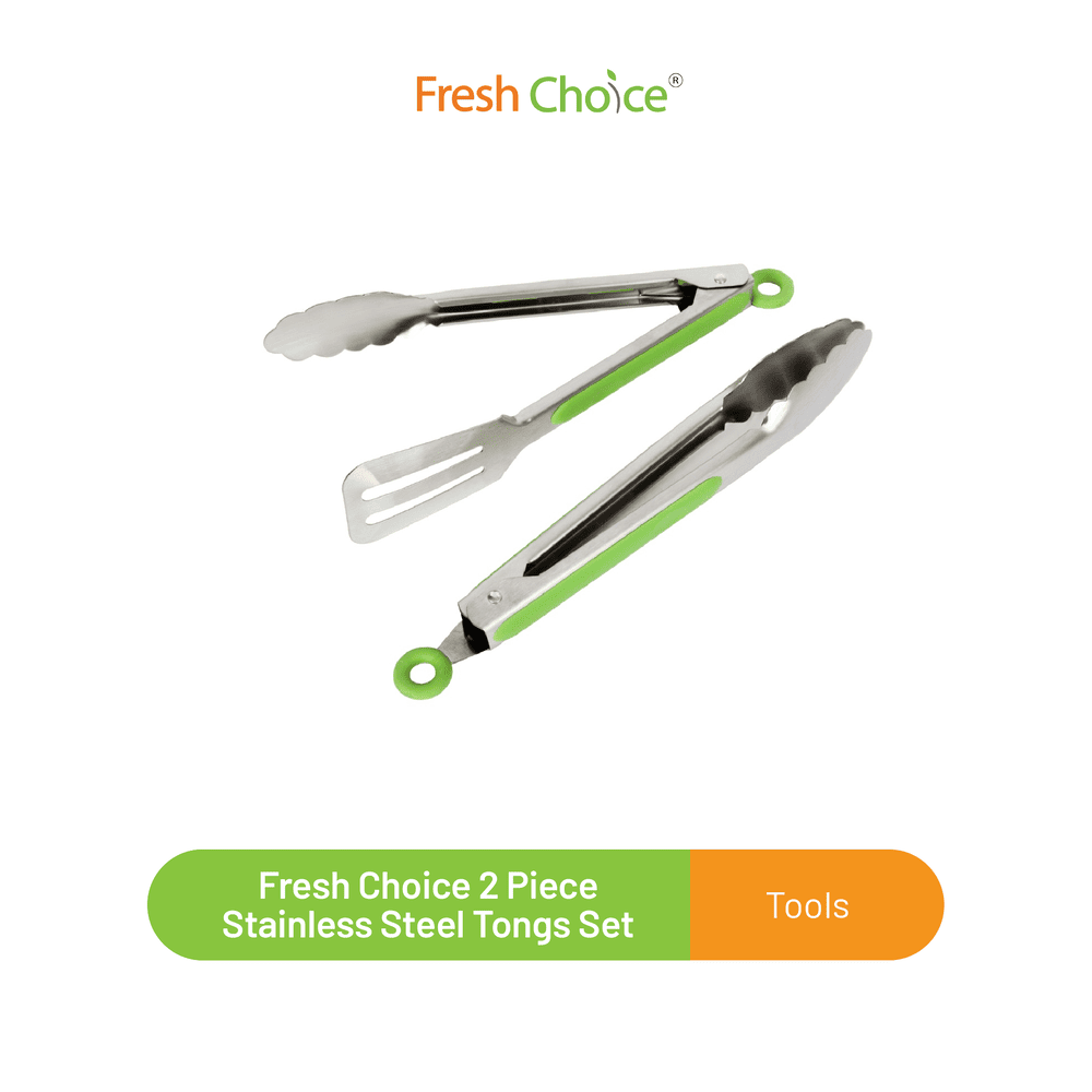 Fresh Choice 2 Piece Stainless Steel Tongs Set