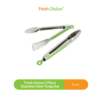 Fresh Choice 2 Piece Stainless Steel Tongs Set