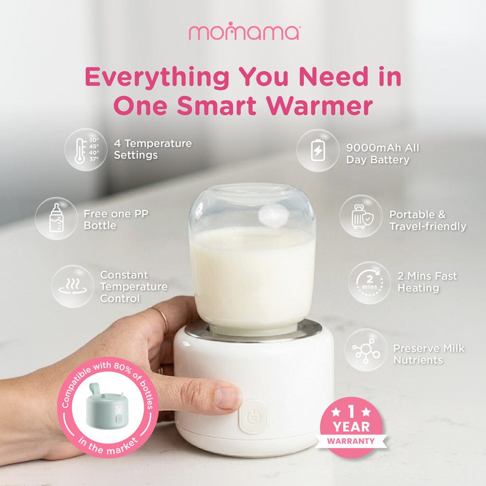 Momama Intelligent Milk Warmer PRO+  Long-Lasting Battery | Fast Heating | Rechargeable | 4 Temperature Settings - Astra Family