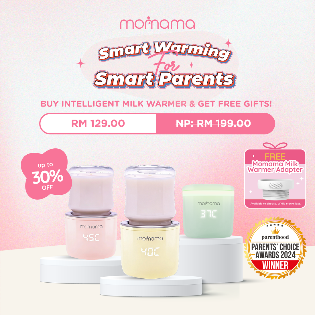 Momama® Intelligent Milk Warmer Plus+ | Portable, Fast Heating, 3 Temp | Pemanas Susu Mudah Alih