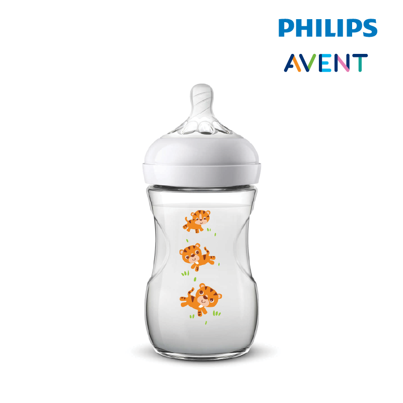 Philips Avent Natural Bottle Decorated Bottle 9oz/260ml (Single Pack)-Tiger Design