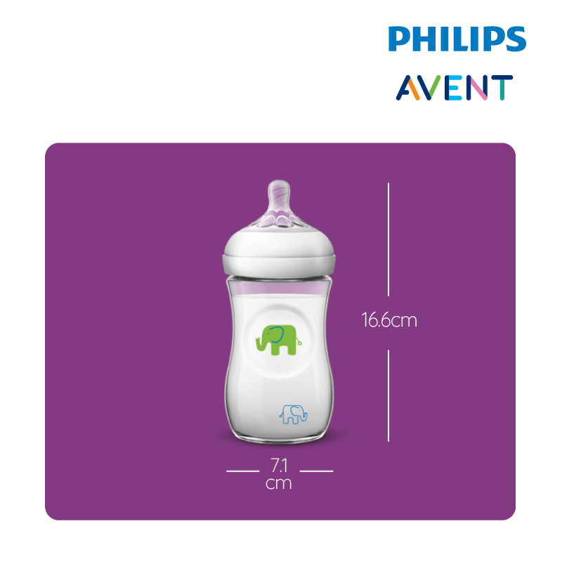 Philips Avent Natural Bottle Decorated Bottle 9oz/260ml (Single Pack)-Tiger Design