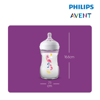 Philips Avent Natural Bottle Decorated Bottle 9OZ/260ML(Single Pack) -Flamingo Design