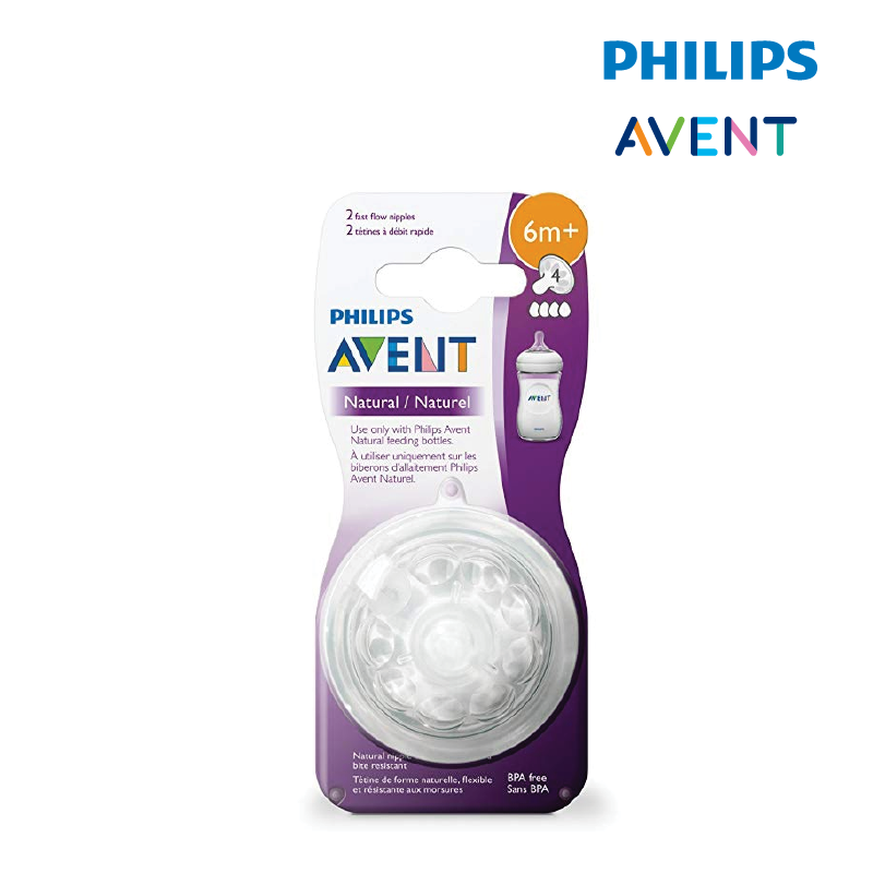 Astra Family Philips Avent Natural Teat 2.0 Fast Flow 6M+4H baby bottle - 2pcs/pack.