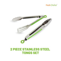 Fresh Choice 2 Piece Stainless Steel Tongs Set