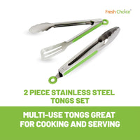 Fresh Choice 2 Piece Stainless Steel Tongs Set