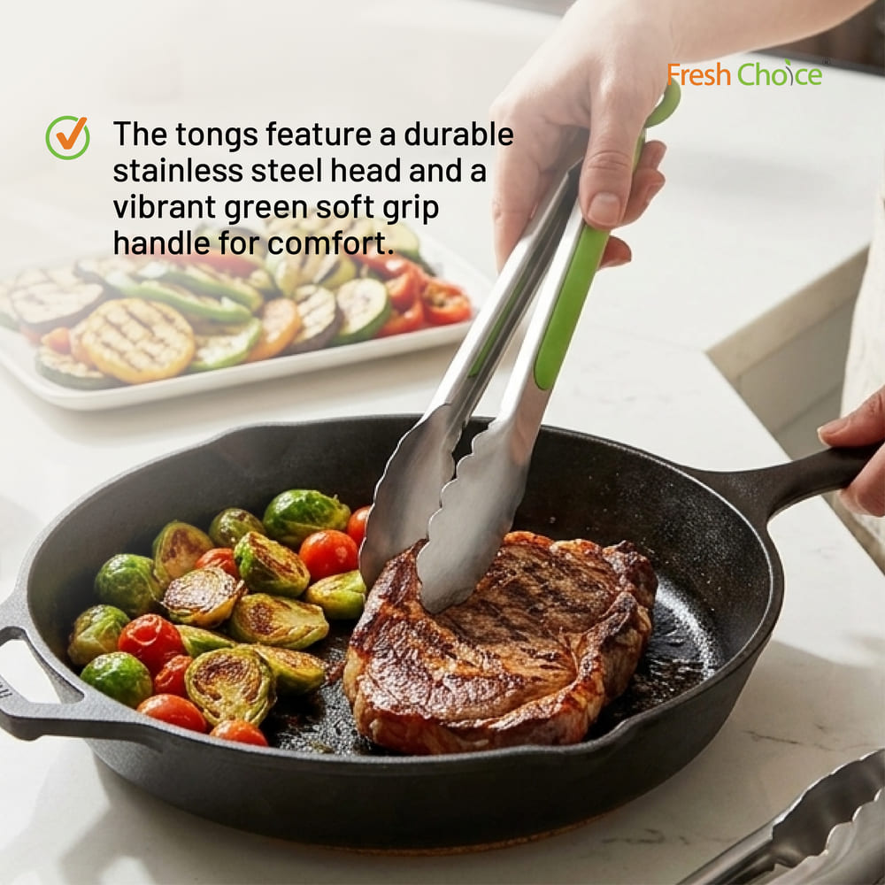 Fresh Choice 2 Piece Stainless Steel Tongs Set