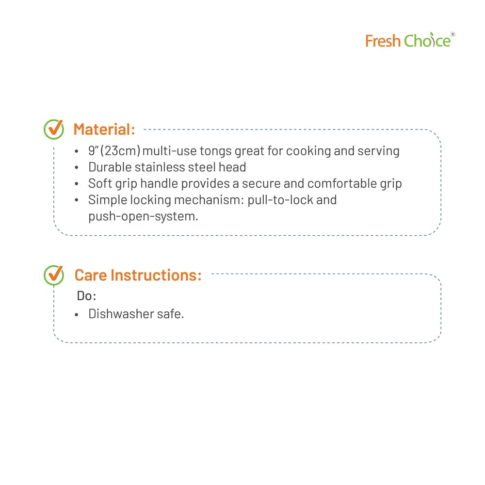 Fresh Choice 2 Piece Stainless Steel Tongs Set