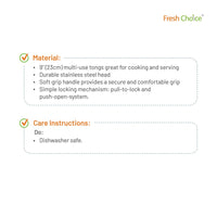 Fresh Choice 2 Piece Stainless Steel Tongs Set