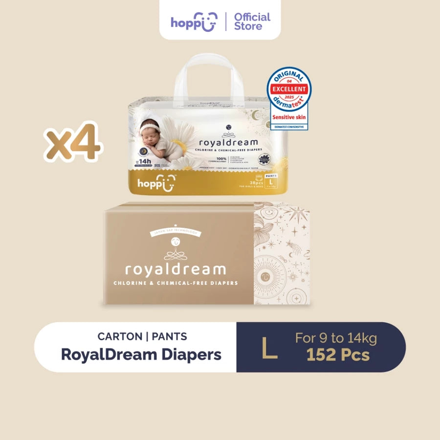 [CARTON] Hoppi RoyalDream Baby Diaper Pants X4