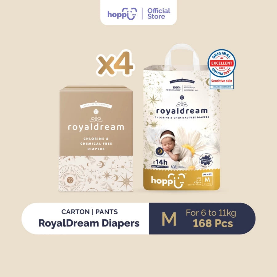 [CARTON] Hoppi RoyalDream Baby Diaper Pants X4