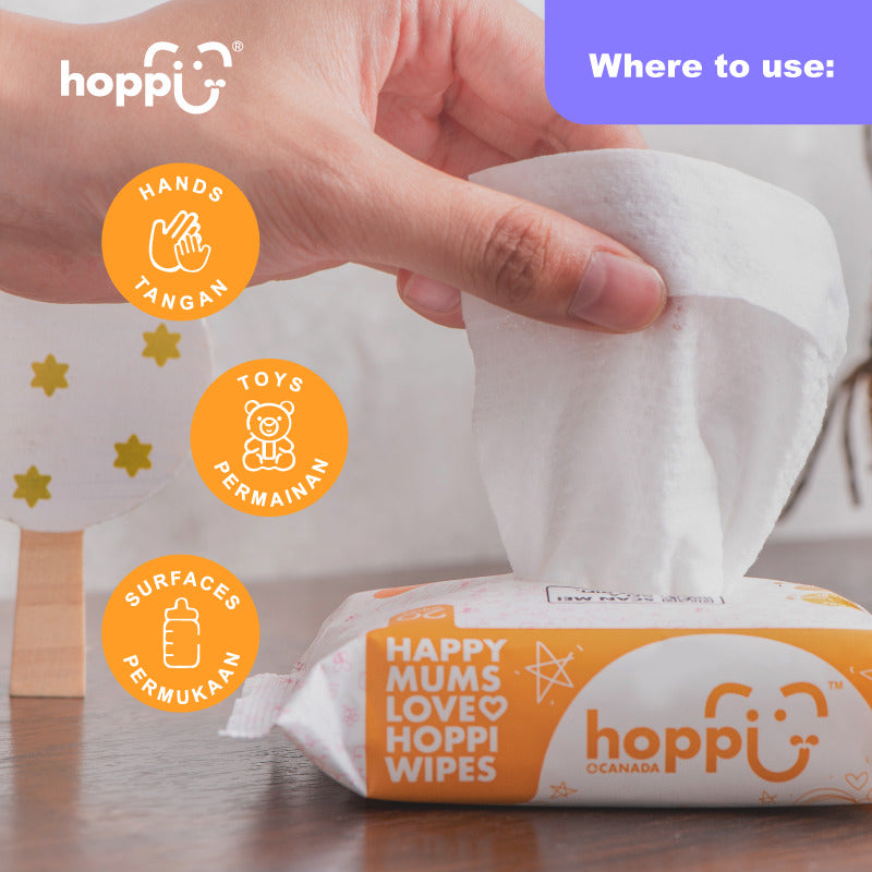 Hoppi 80 Sheets 3-In-1 Bundle Pack Antibacterial Wet Wipes