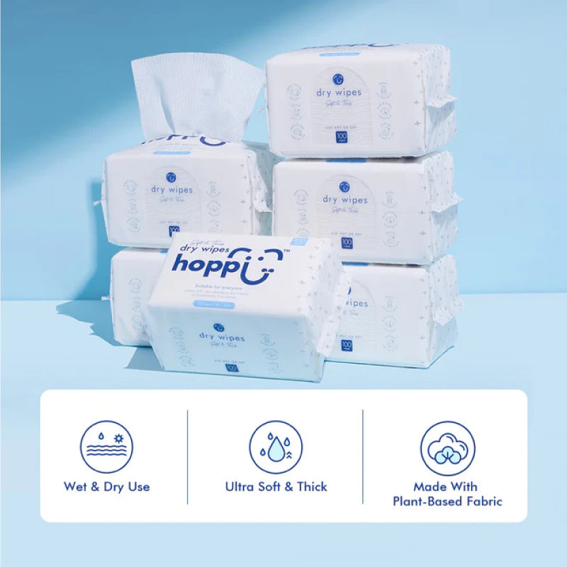 Hoppi 100 sheets single pack Dry Wipes