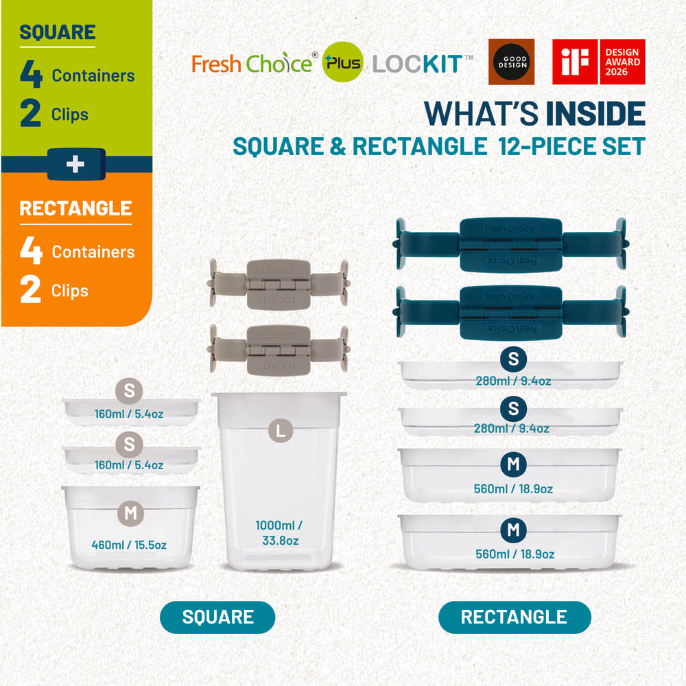 Fresh Choice LOCKIT Square & Rectangle 12-Piece Set
